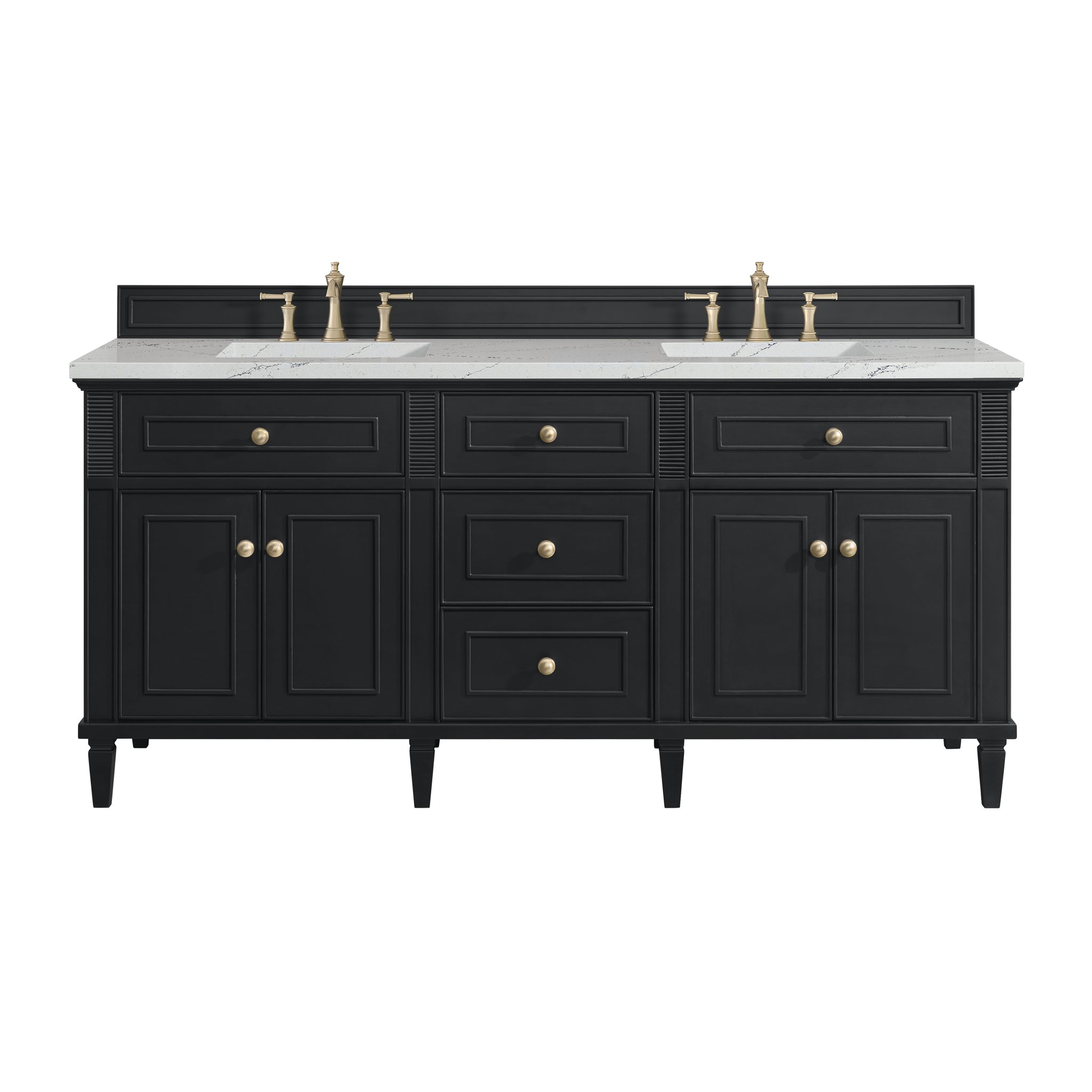 James Martin Lorelai 72" Double Bathroom Vanity, Black Onyx with Ethereal Noctis countertop