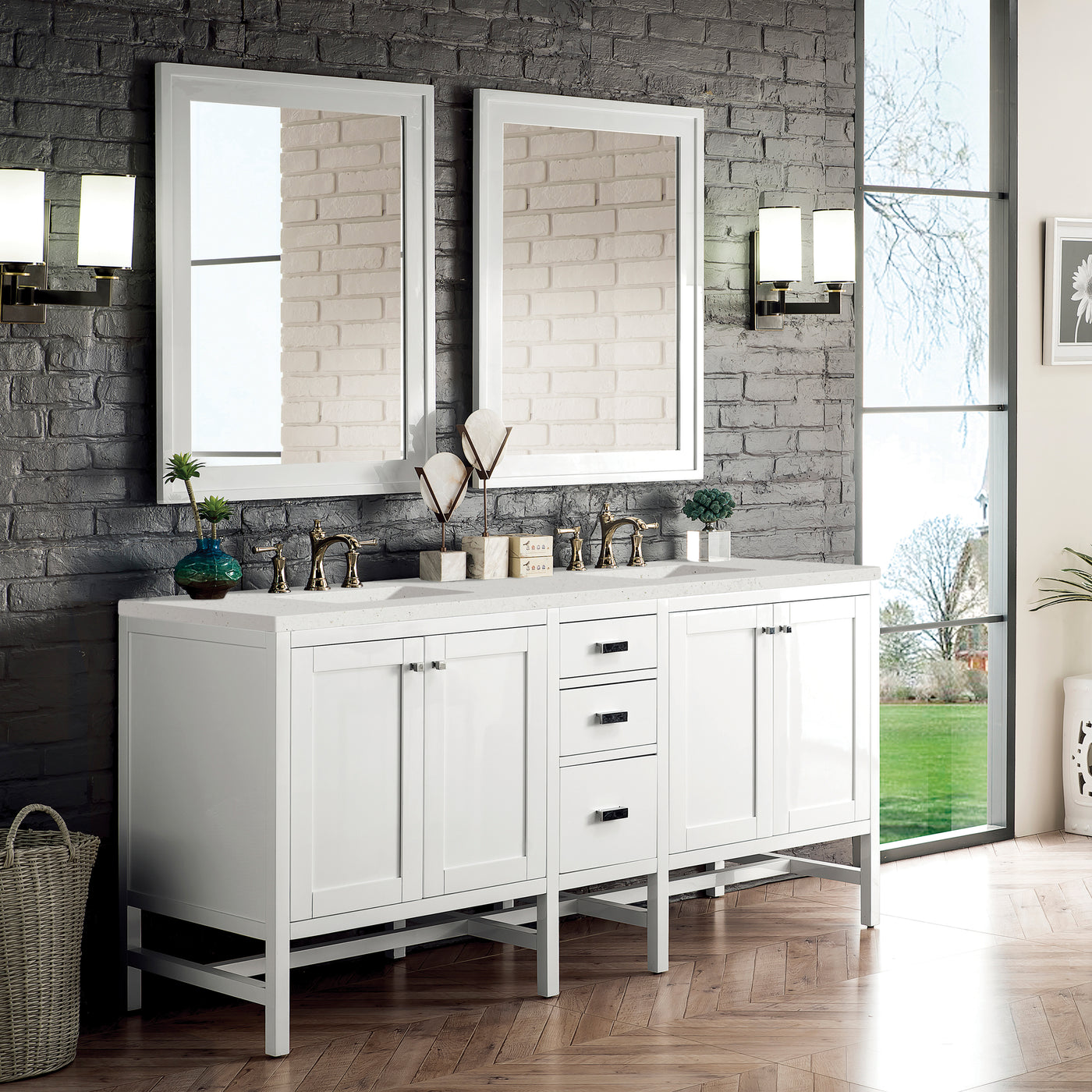 James Martin Addison 72" Double Bathroom Vanity, Glossy White, view 16
