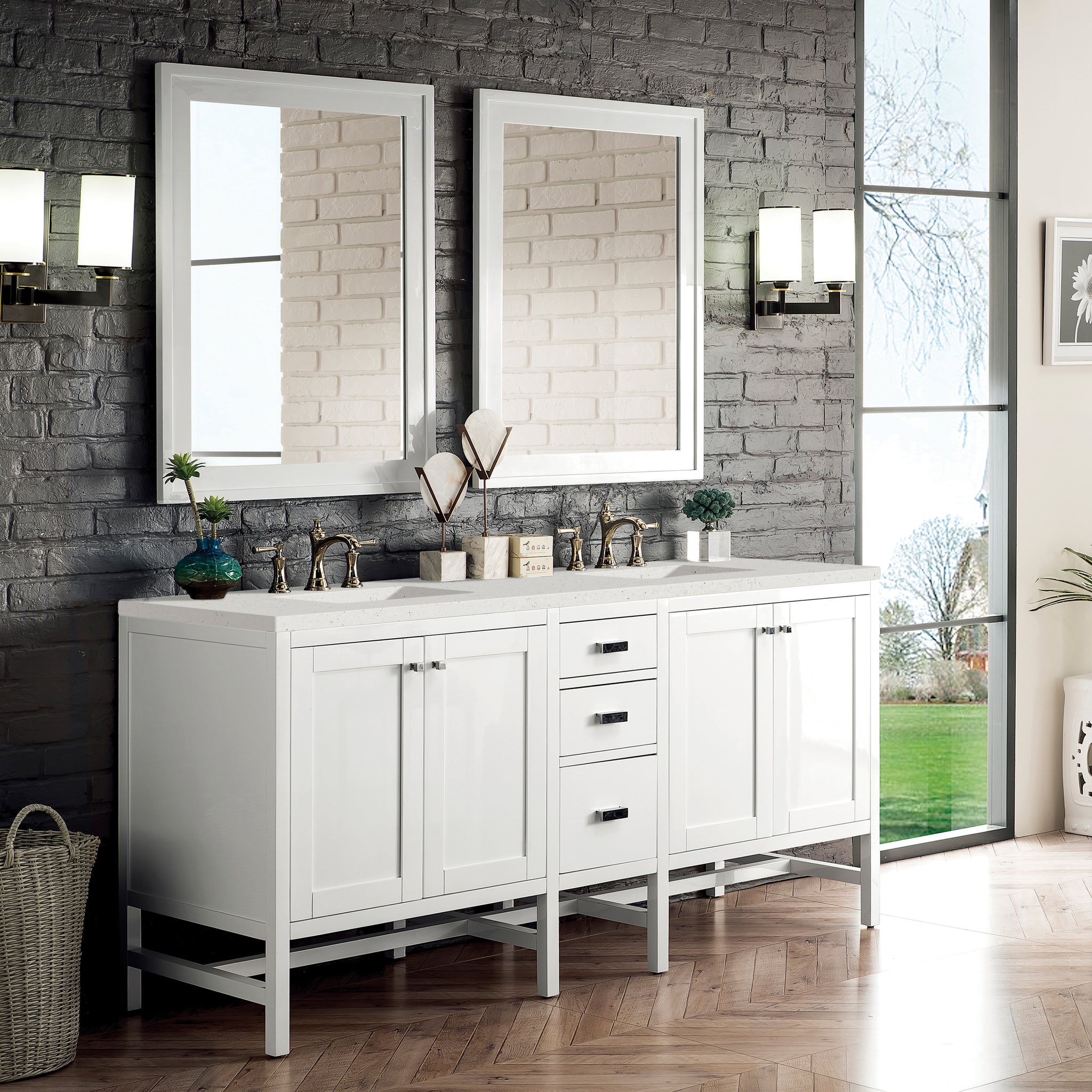 James Martin Addison 72" Double Bathroom Vanity, Glossy White, view 16