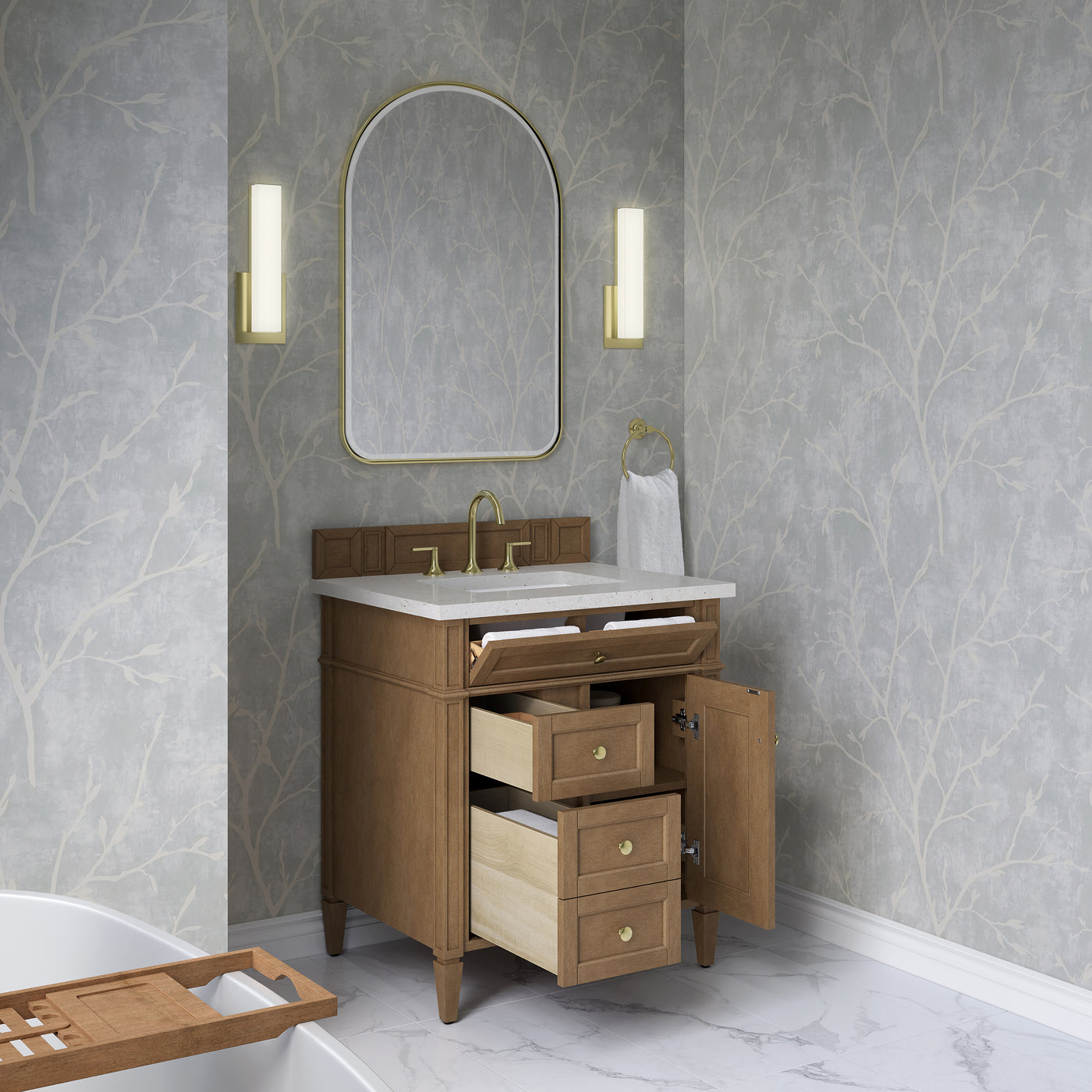 James Martin Brittany 30" Single Bathroom Vanity, Pecan, view 26