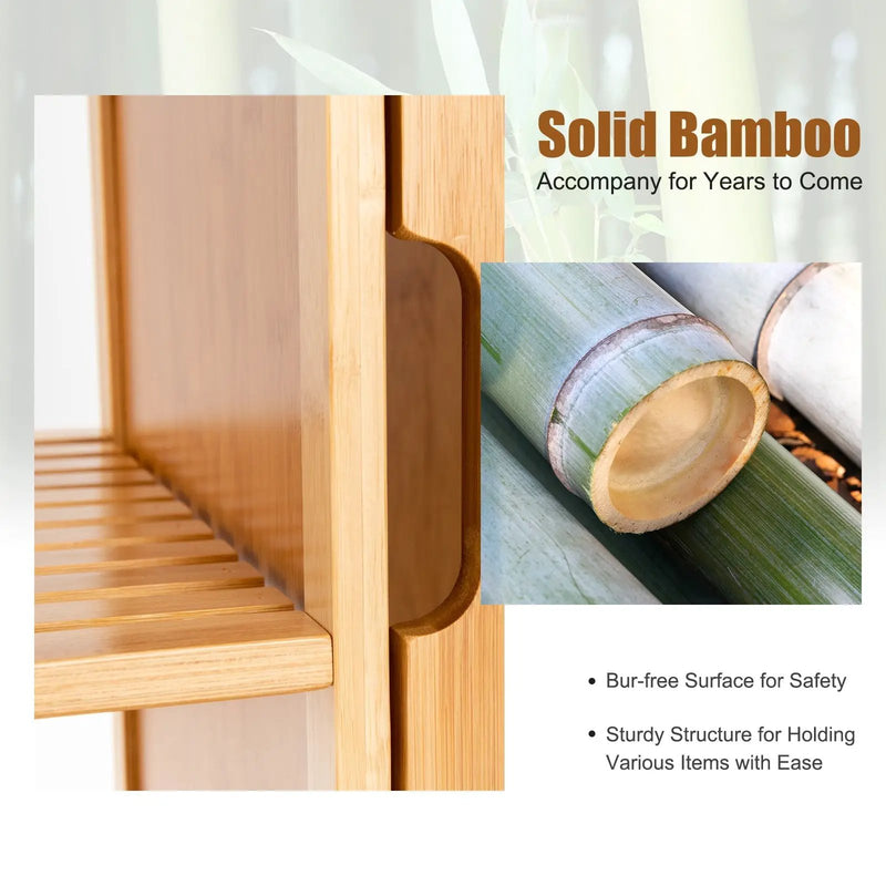 Bamboo Bathroom Storage Cabinet with Single Door-Natural by DirectDeals