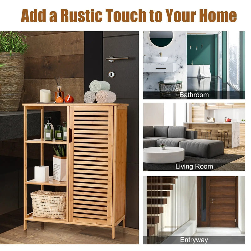 Bamboo Bathroom Storage Cabinet with Single Door-Natural by DirectDeals