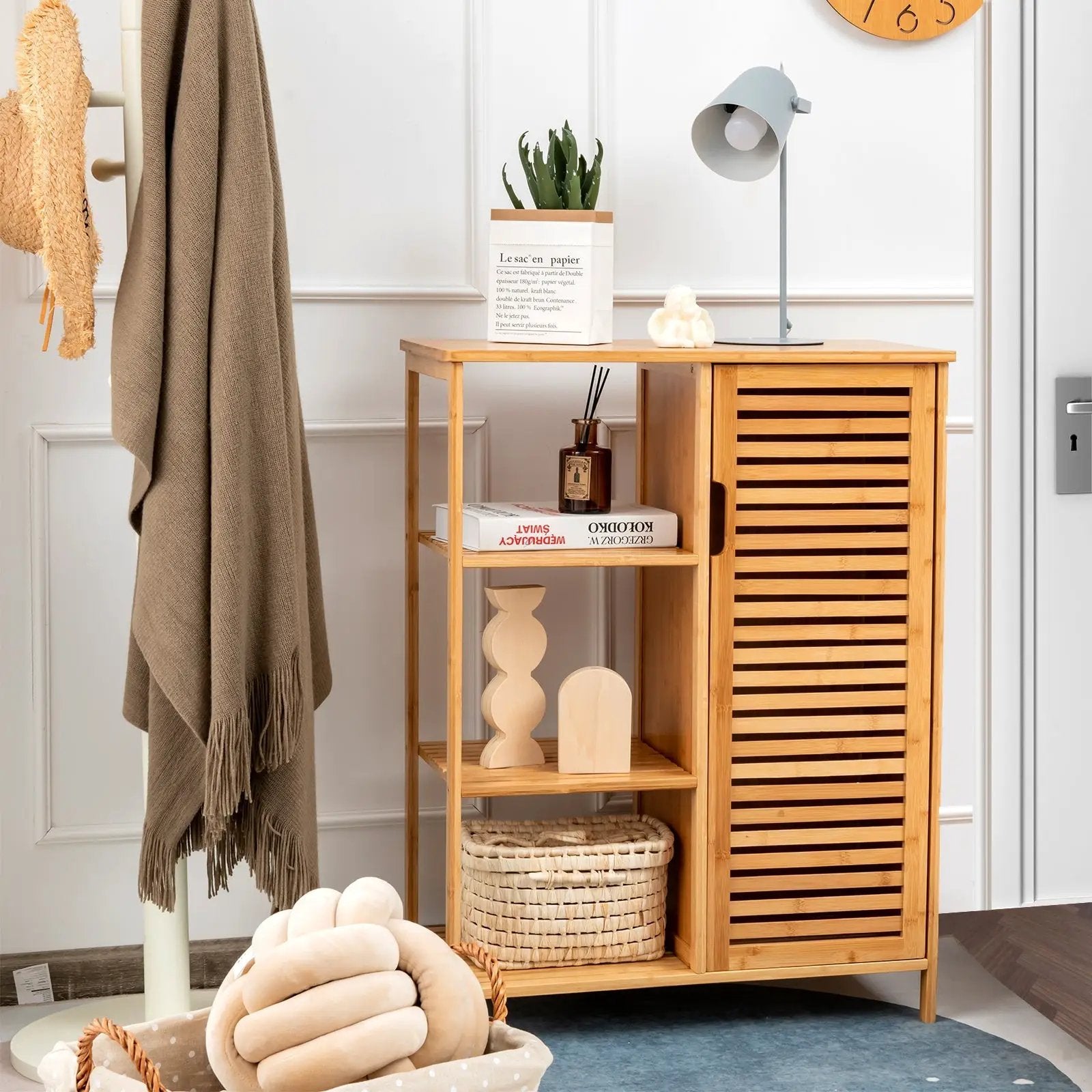 Bamboo Bathroom Storage Cabinet with Single Door-Natural by DirectDeals