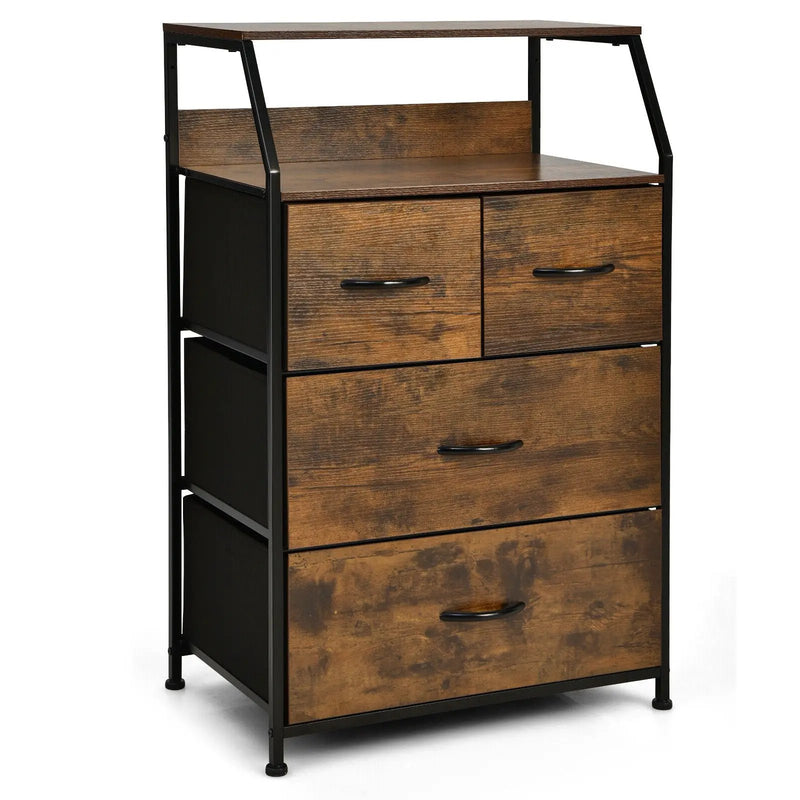 Freestanding Cabinet Dresser with Wooden Top Shelves by DirectDeals
