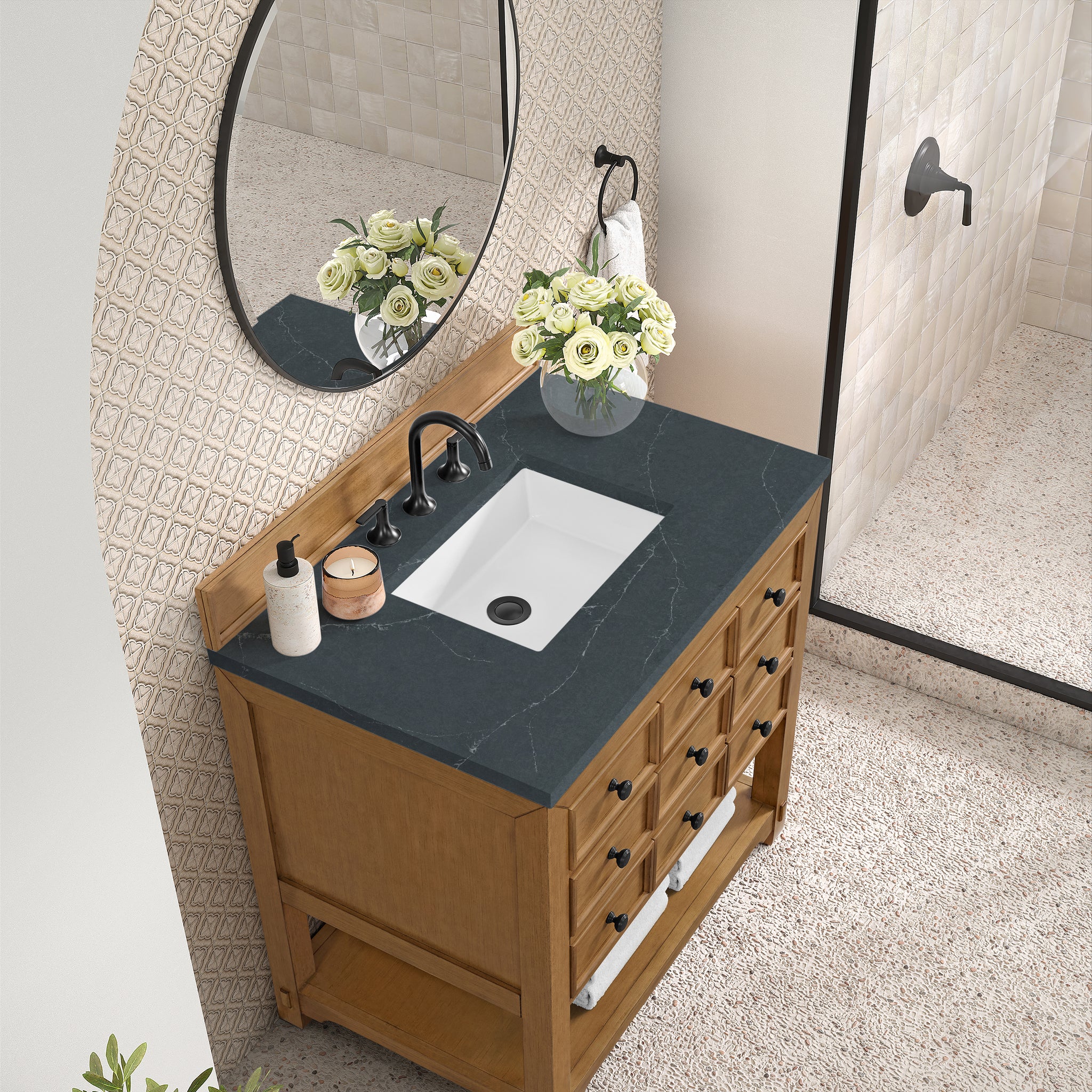 James Martin Malibu 36" Single Bathroom Vanity, Amber Birch, view 38