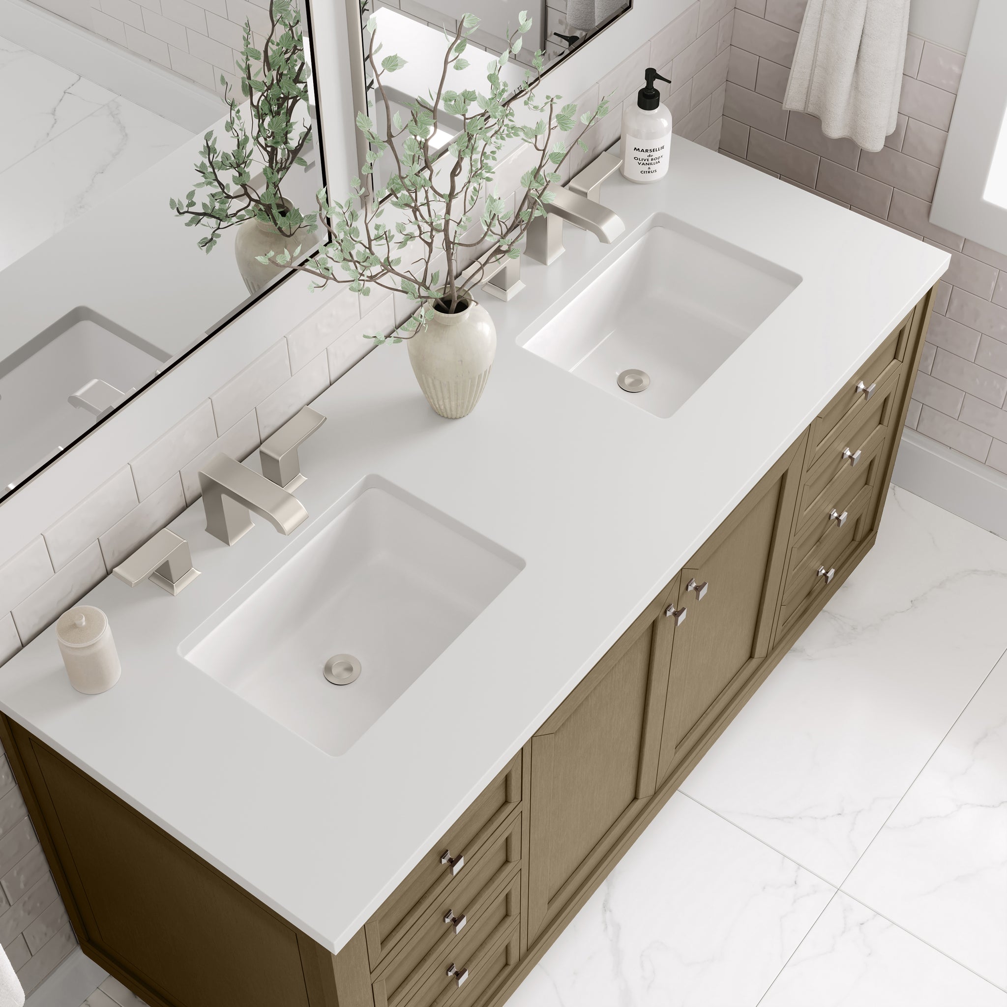 James Martin Chicago 60" Double Bathroom Vanity, Walnut Whisper, view 40