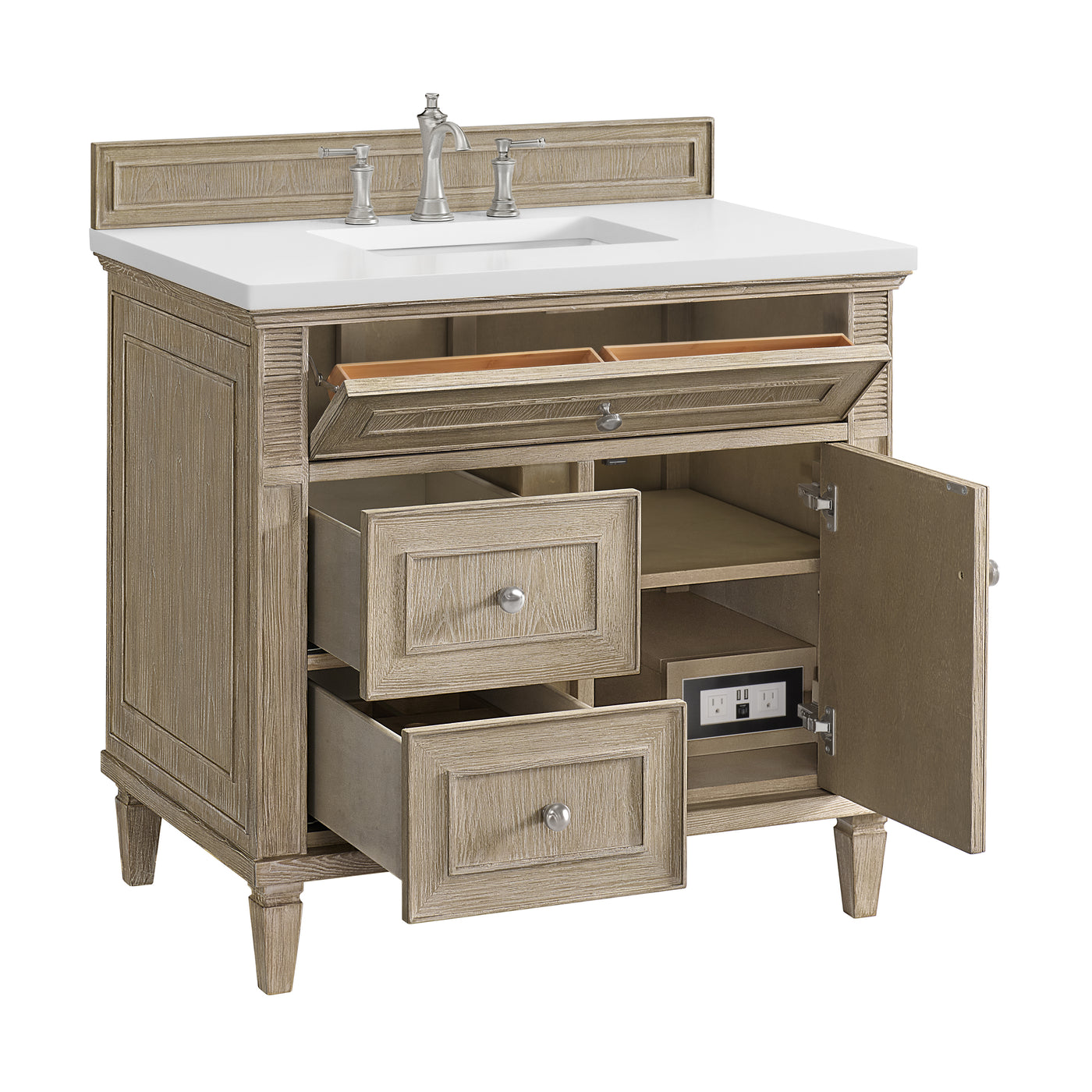 James Martin Lorelai 36" Single Bathroom Vanity, Whitewashed Oak, view 38