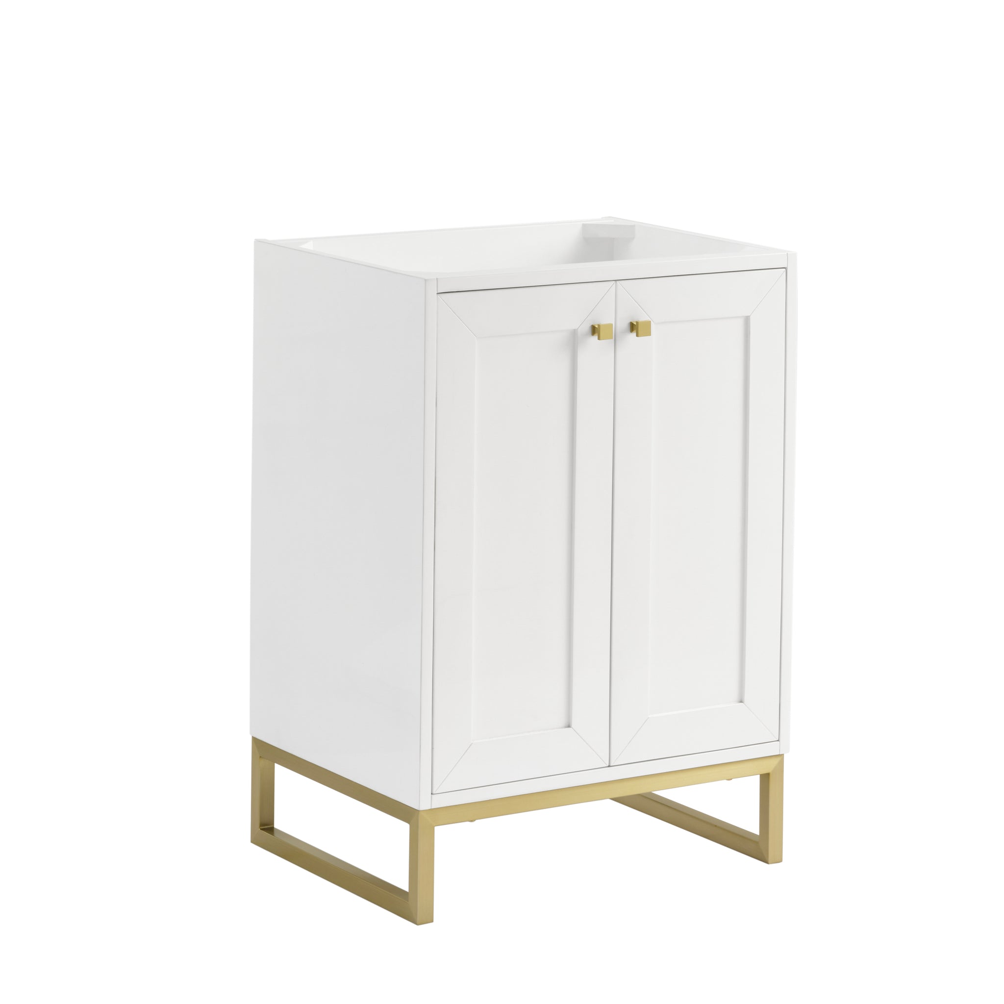 James Martin Chianti 24" Single Bathroom Vanity, Glossy White with Select Your Top (Champagne Brass) countertop