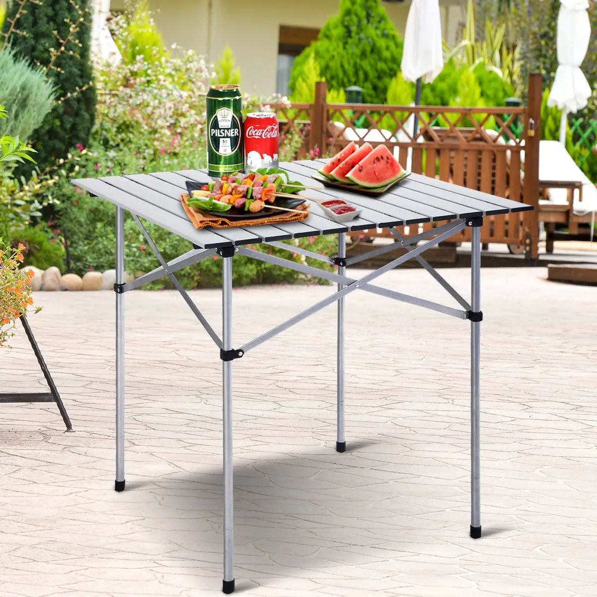 Roll Up Portable folding Camping Aluminum Picnic Table by DirectDeals