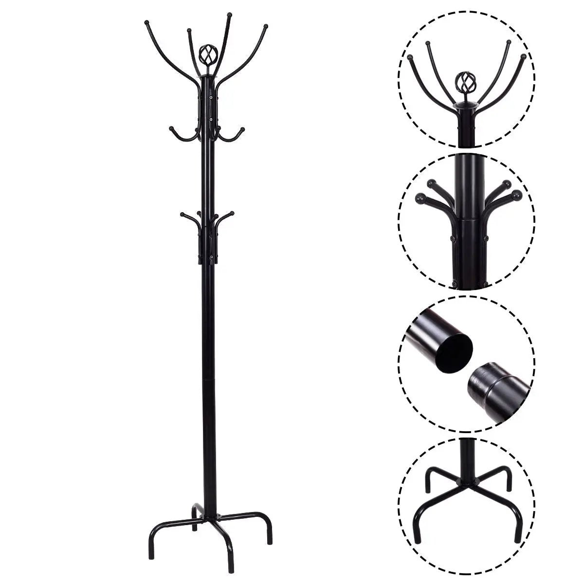 Metal Coat Rack with 12 Hooks by DirectDeals