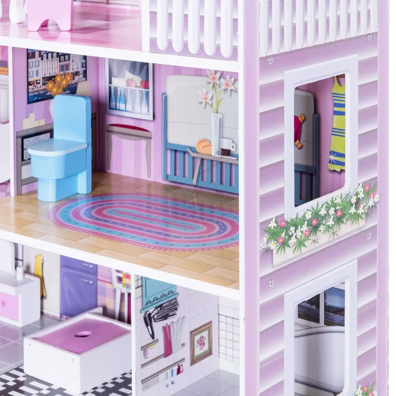 28 Inch Pink Dollhouse with Furniture by DirectDeals