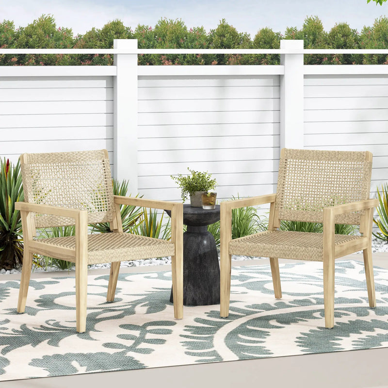 Outdoor Wicker and Acacia Wood Club Chairs - Set of 2 by HouseOfZazla