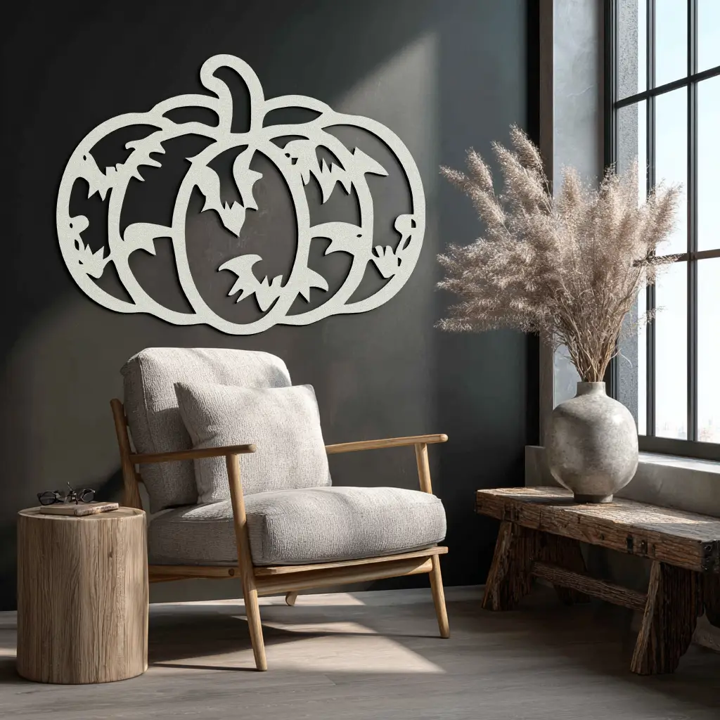 Halloween Pumpkin Faces Metal Wall Art – Spooky Black Steel Decoration- KAF502 by Enova Art