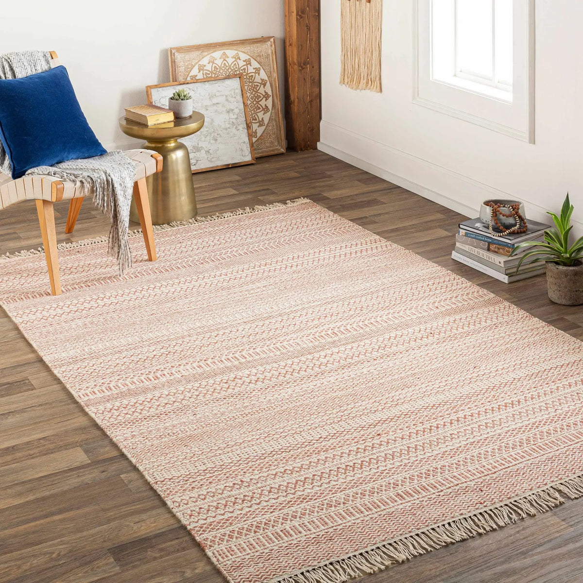 Kalinga Red/Cream Flatweave Wool Rug - Clearance, installed in a room 2