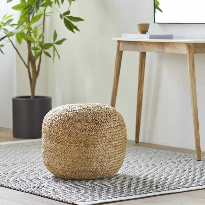 Kaumakani Knitted Jute Round Pouf by Boutique Rugs