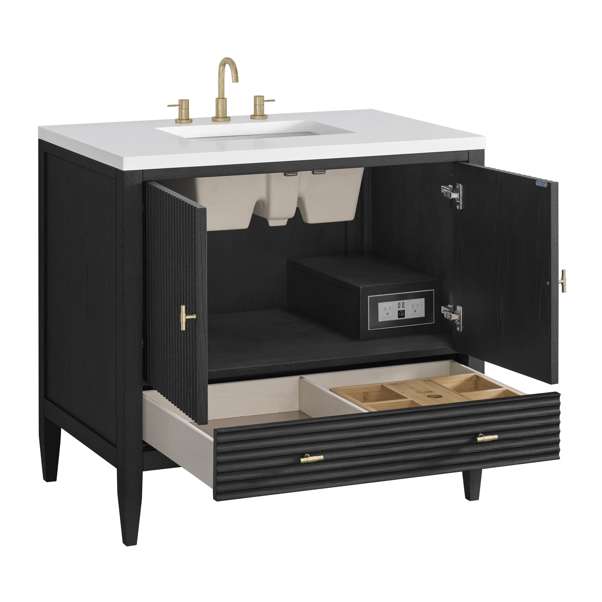 James Martin Myrrin 36" Single Bathroom Vanity, Carbon Oak, view 23