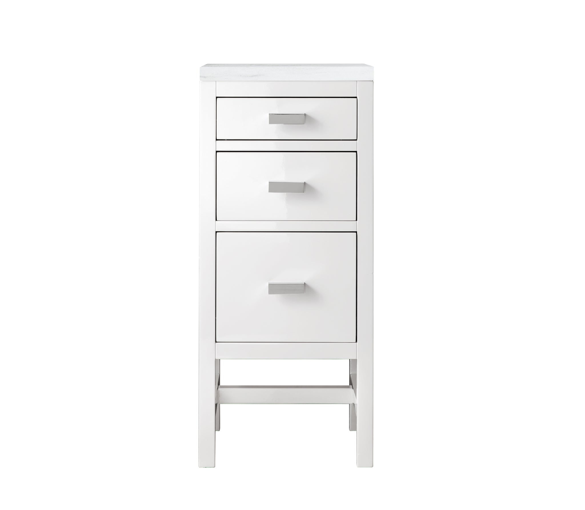 James Martin Addison 15" Base Cabinet, Glossy White with Arctic Fall countertop