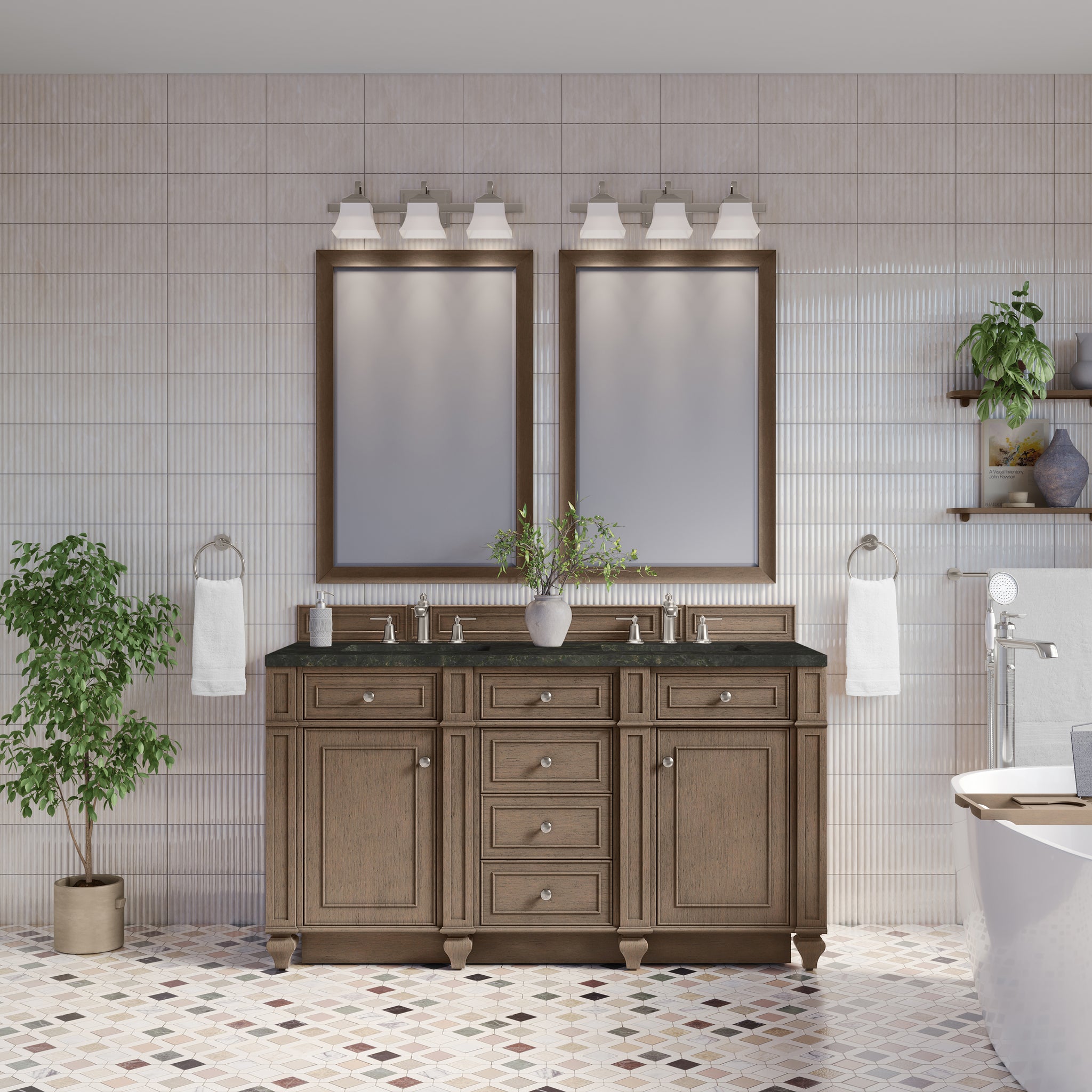 James Martin Bristol 60" Double Bathroom Vanity, Whitewashed Walnut, view 37