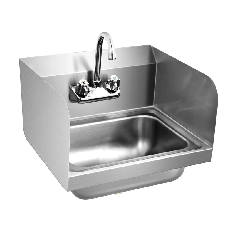 Stainless Steel Sink Wall Mount Hand Washing Sink with Faucet and Side Splash by DirectDeals