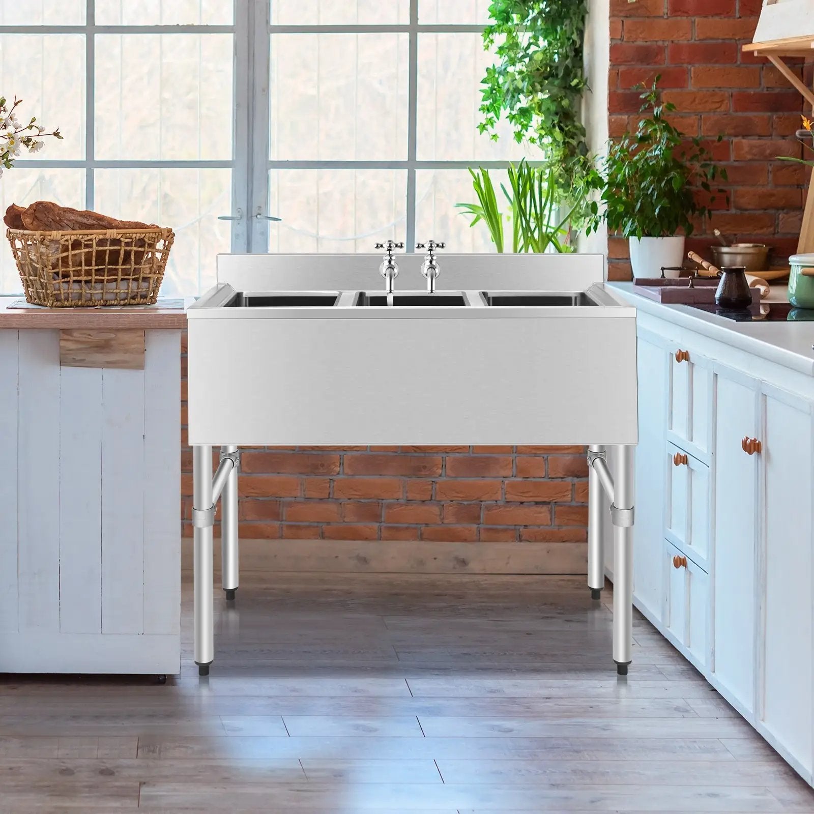 Stainless Steel Utility Sink with 3 Compartment Commercial Kitchen Sink by DirectDeals