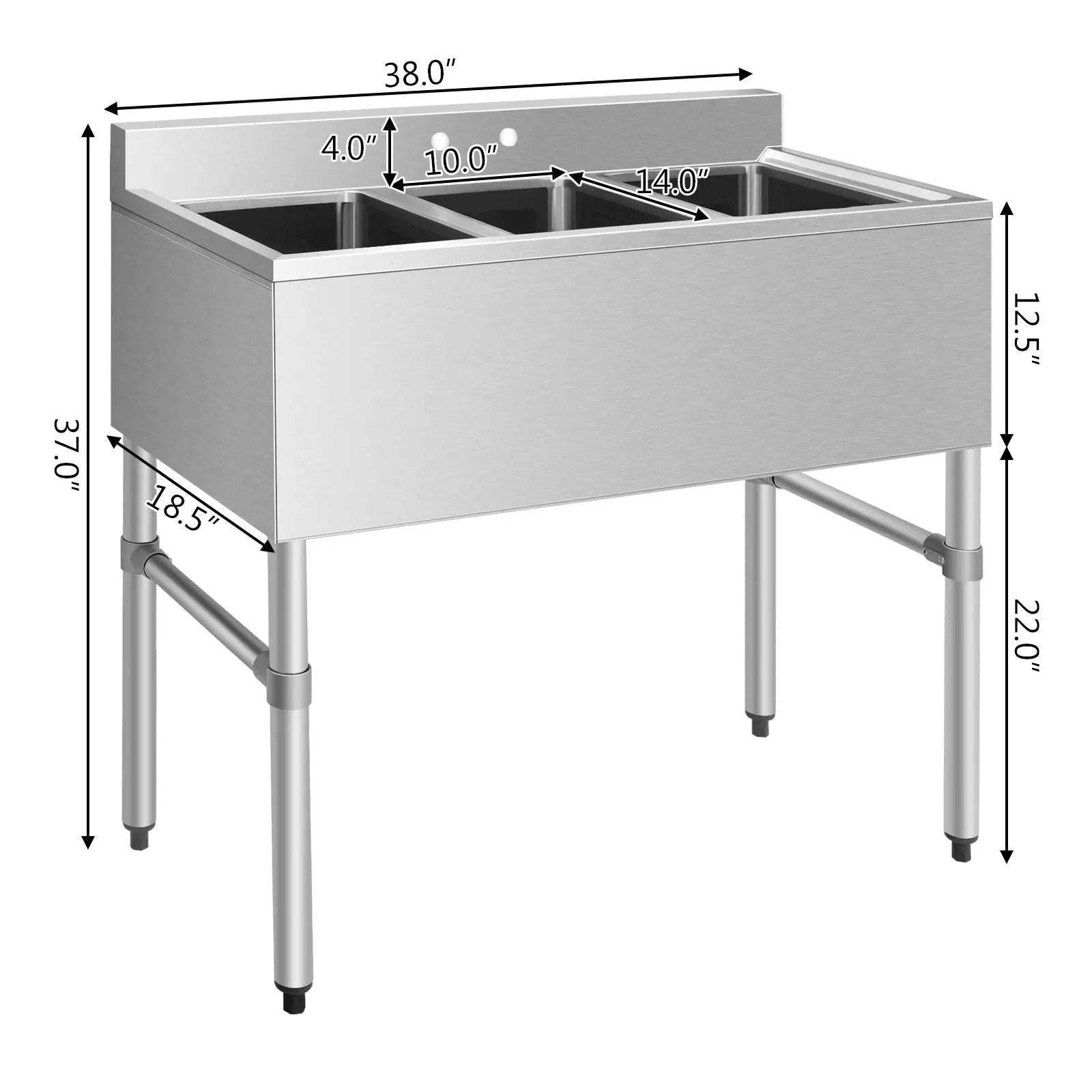 Stainless Steel Utility Sink with 3 Compartment Commercial Kitchen Sink by DirectDeals