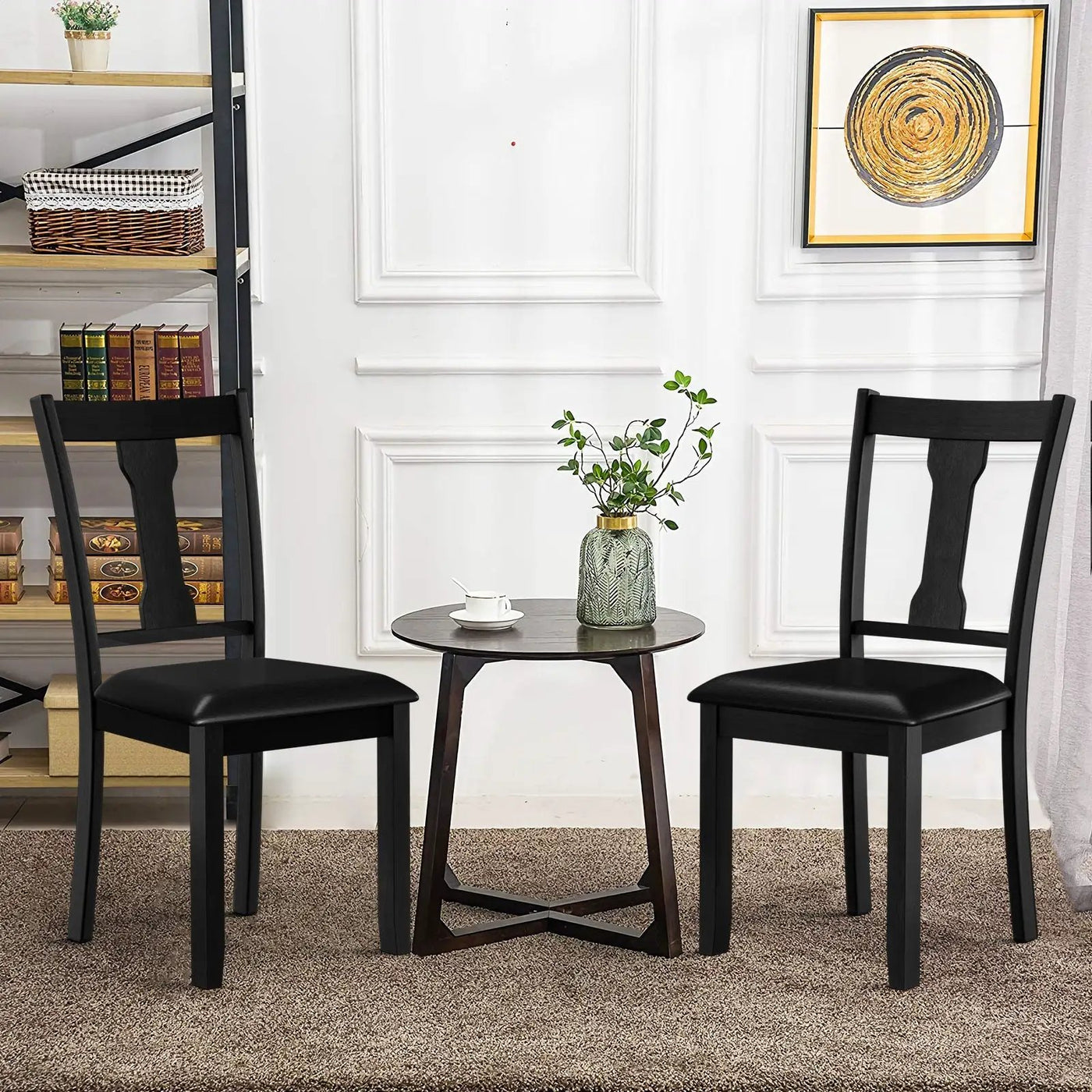 Set of 2 Dining Room Chair with Rubber Wood Frame and Upholstered Padded Seat by DirectDeals