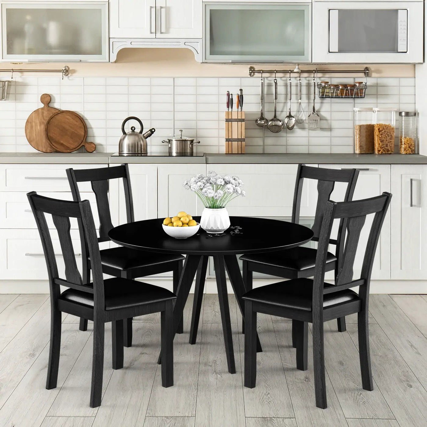 Set of 2 Dining Room Chair with Rubber Wood Frame and Upholstered Padded Seat by DirectDeals