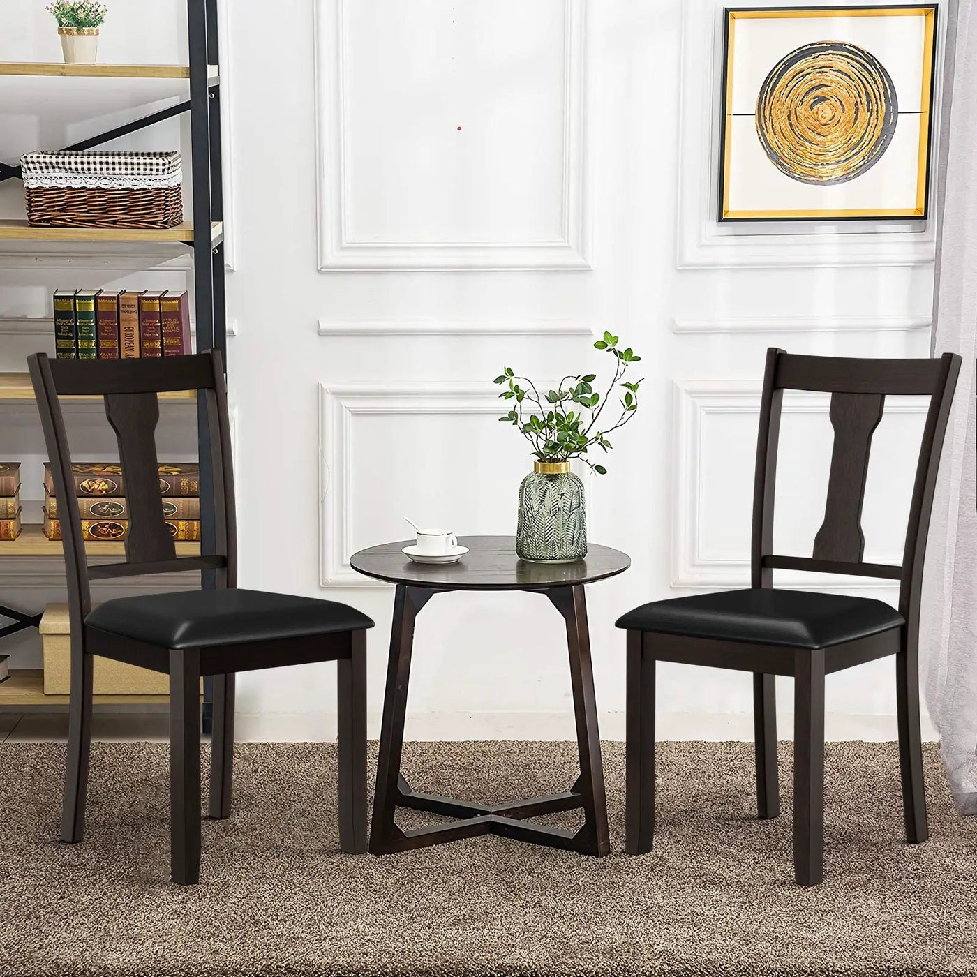 Set of 2 Dining Room Chair with Rubber Wood Frame and Upholstered Padded Seat by DirectDeals