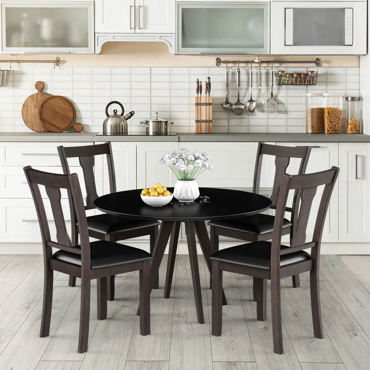 Set of 2 Dining Room Chair with Rubber Wood Frame and Upholstered Padded Seat by DirectDeals