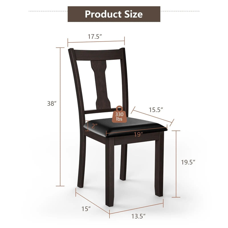 Set of 2 Dining Room Chair with Rubber Wood Frame and Upholstered Padded Seat by DirectDeals