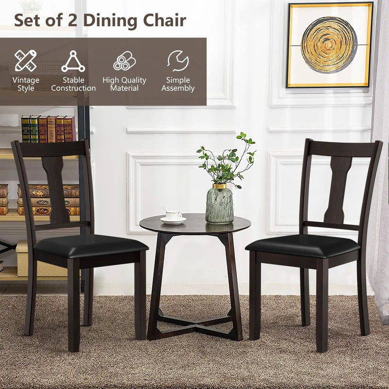 Set of 2 Dining Room Chair with Rubber Wood Frame and Upholstered Padded Seat by DirectDeals