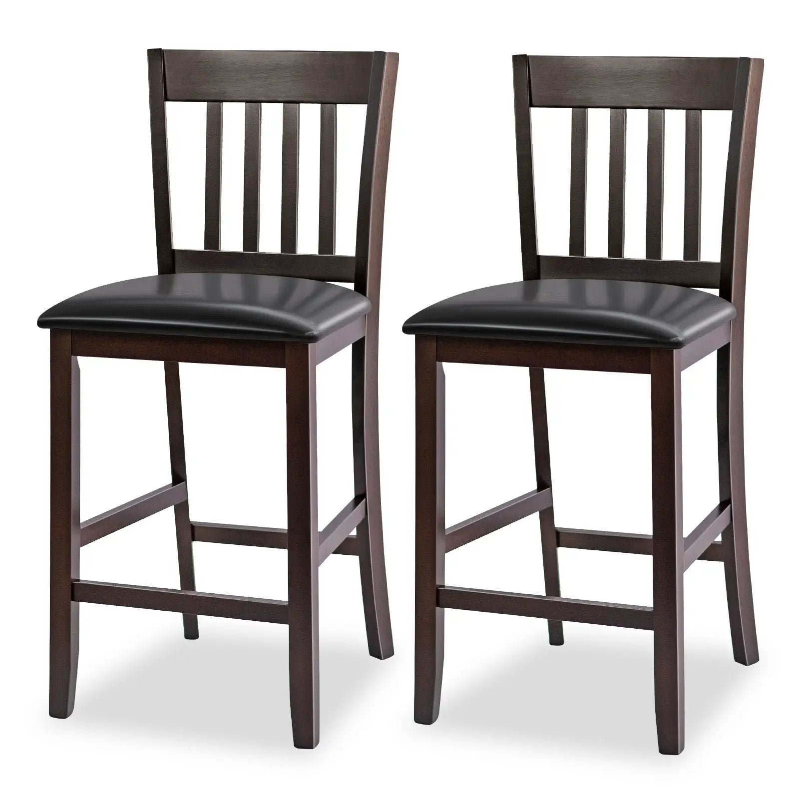 25 Inches Set of 2 Bar Stools with Rubber Wood Legs by DirectDeals