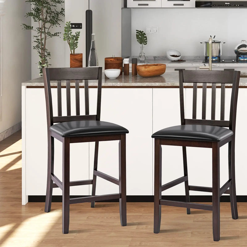 25 Inches Set of 2 Bar Stools with Rubber Wood Legs by DirectDeals
