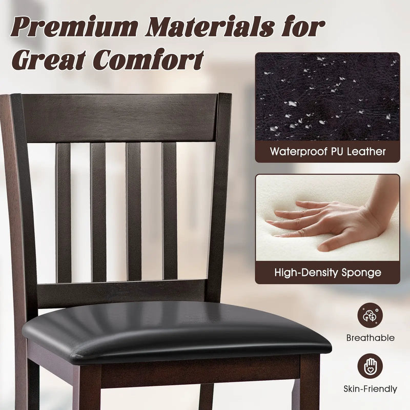 25 Inches Set of 2 Bar Stools with Rubber Wood Legs by DirectDeals