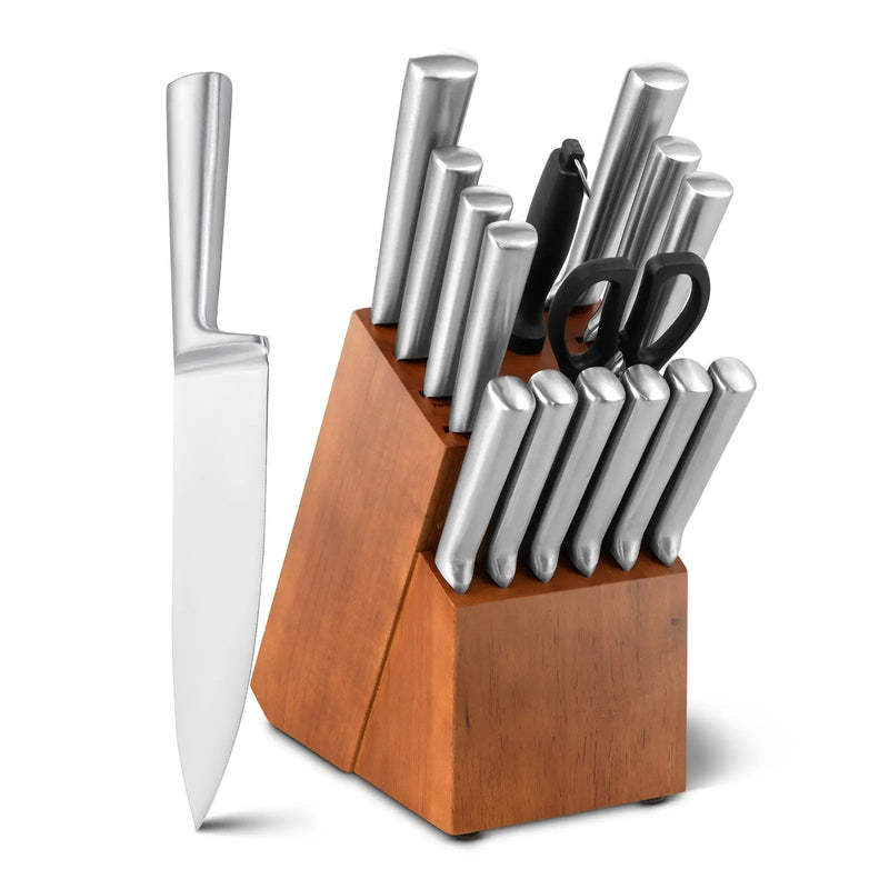 16-Piece Stainless Steel Kitchen Knife Set with Sharpener by DirectDeals