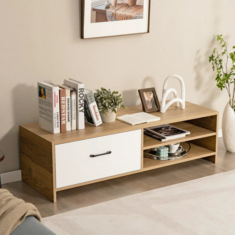 TV Stand for with 2 Open Shelf and Drawe for 55-Inch TV by DirectDeals