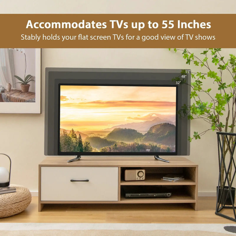 TV Stand for with 2 Open Shelf and Drawe for 55-Inch TV by DirectDeals