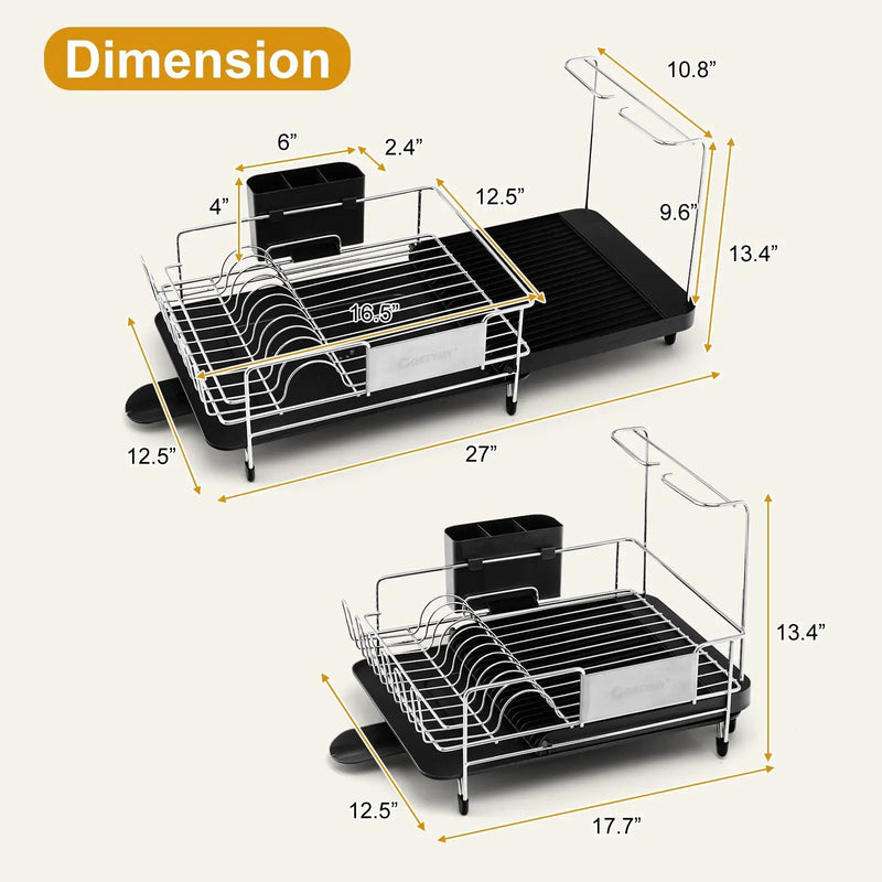 Stainless Steel Expandable Dish Rack with Drainboard and Swivel Spout by DirectDeals
