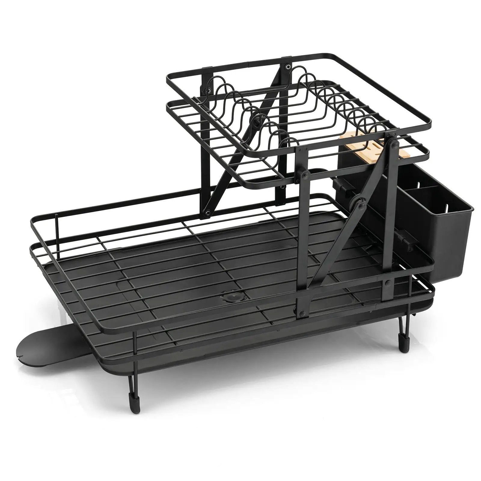 2-Tier Collapsible Dish Rack with Removable Drip Tray by DirectDeals