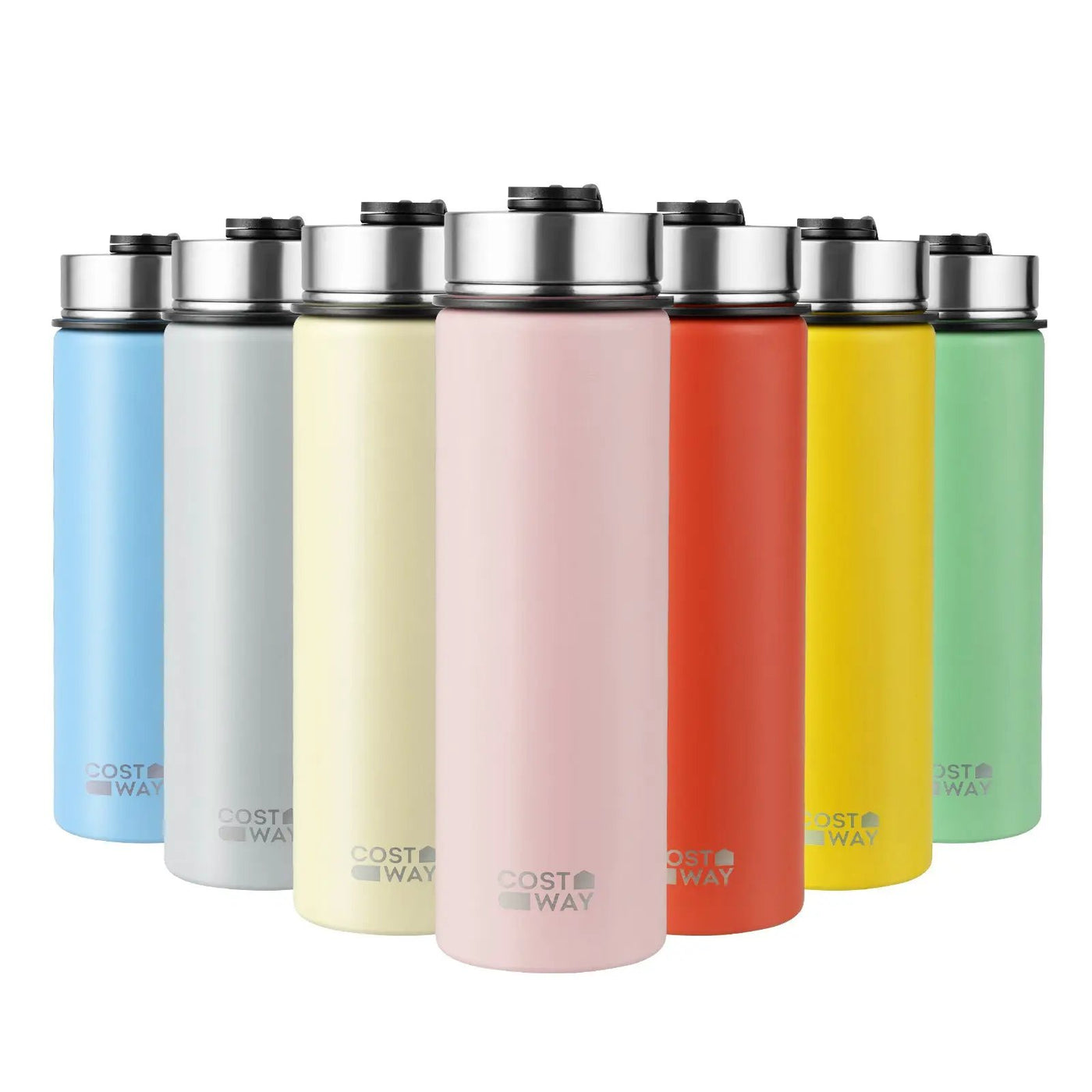 22 Oz Double-walled Insulated Stainless Steel Water Bottle with 2 Lids and Straw by DirectDeals