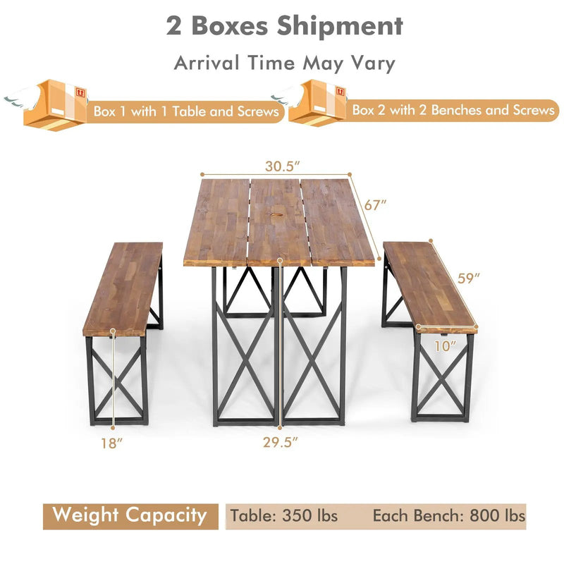 6-Person Outdoor Patio Dining Table Set with 2 Inch Umbrella Hole by DirectDeals