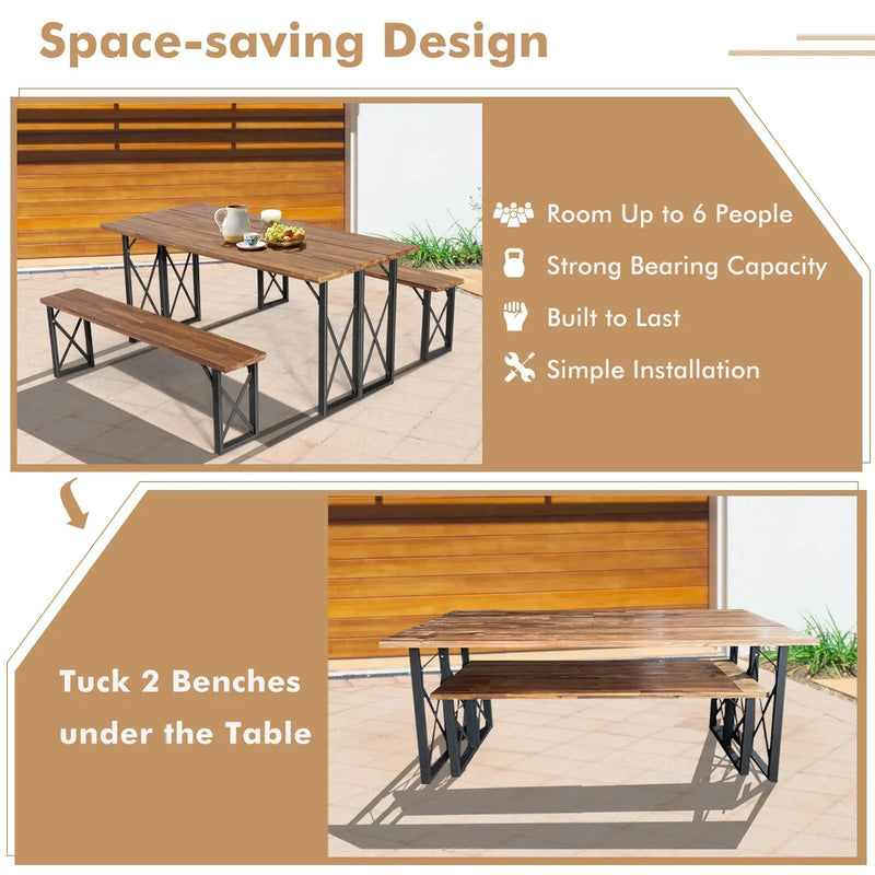 6-Person Outdoor Patio Dining Table Set with 2 Inch Umbrella Hole by DirectDeals