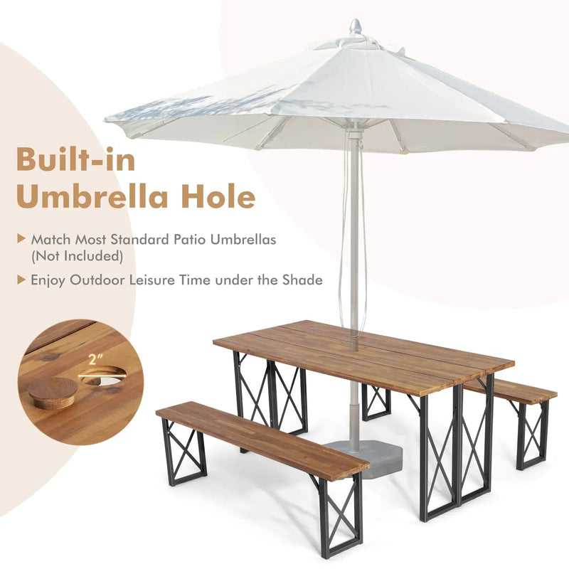 6-Person Outdoor Patio Dining Table Set with 2 Inch Umbrella Hole by DirectDeals