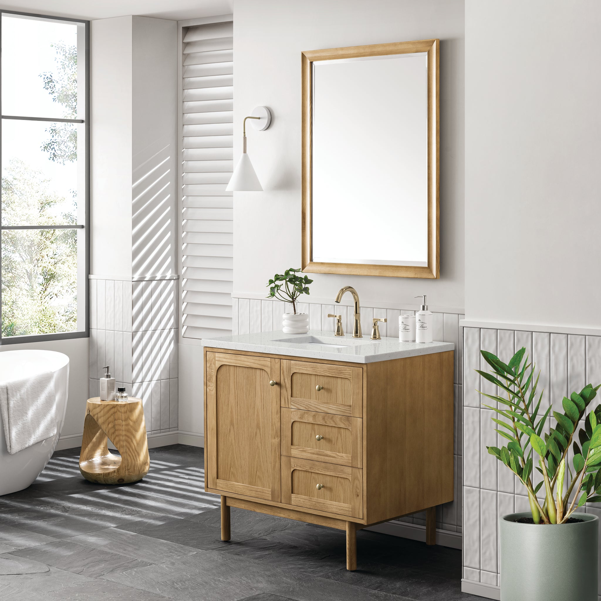 James Martin Laurent 36" Dual Mount Single Bathroom Vanity, Light Natural Oak, view 29