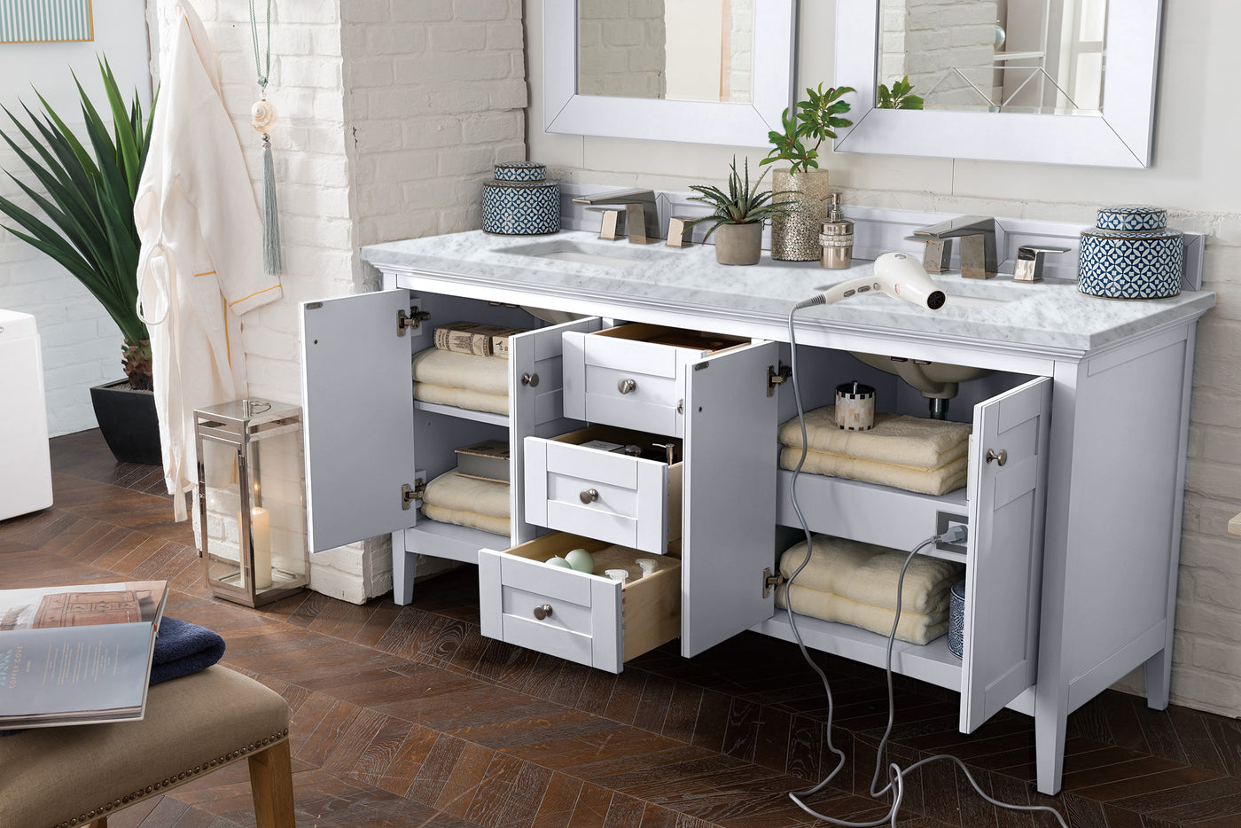 James Martin Palisades 72" Double Bathroom Vanity, Bright White, view 23