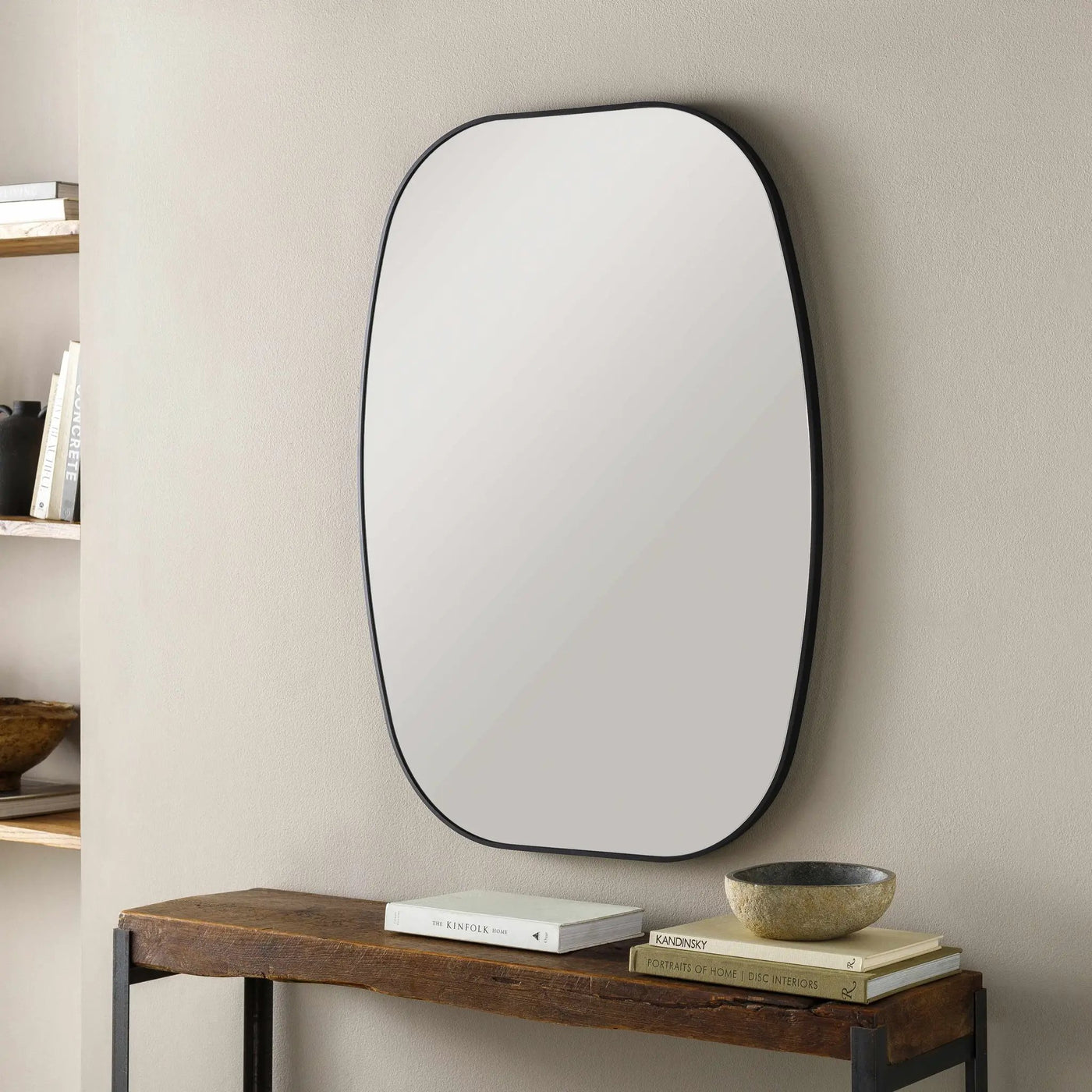 Kopparberg Black Gold Frame Round Mirror by Boutique Rugs