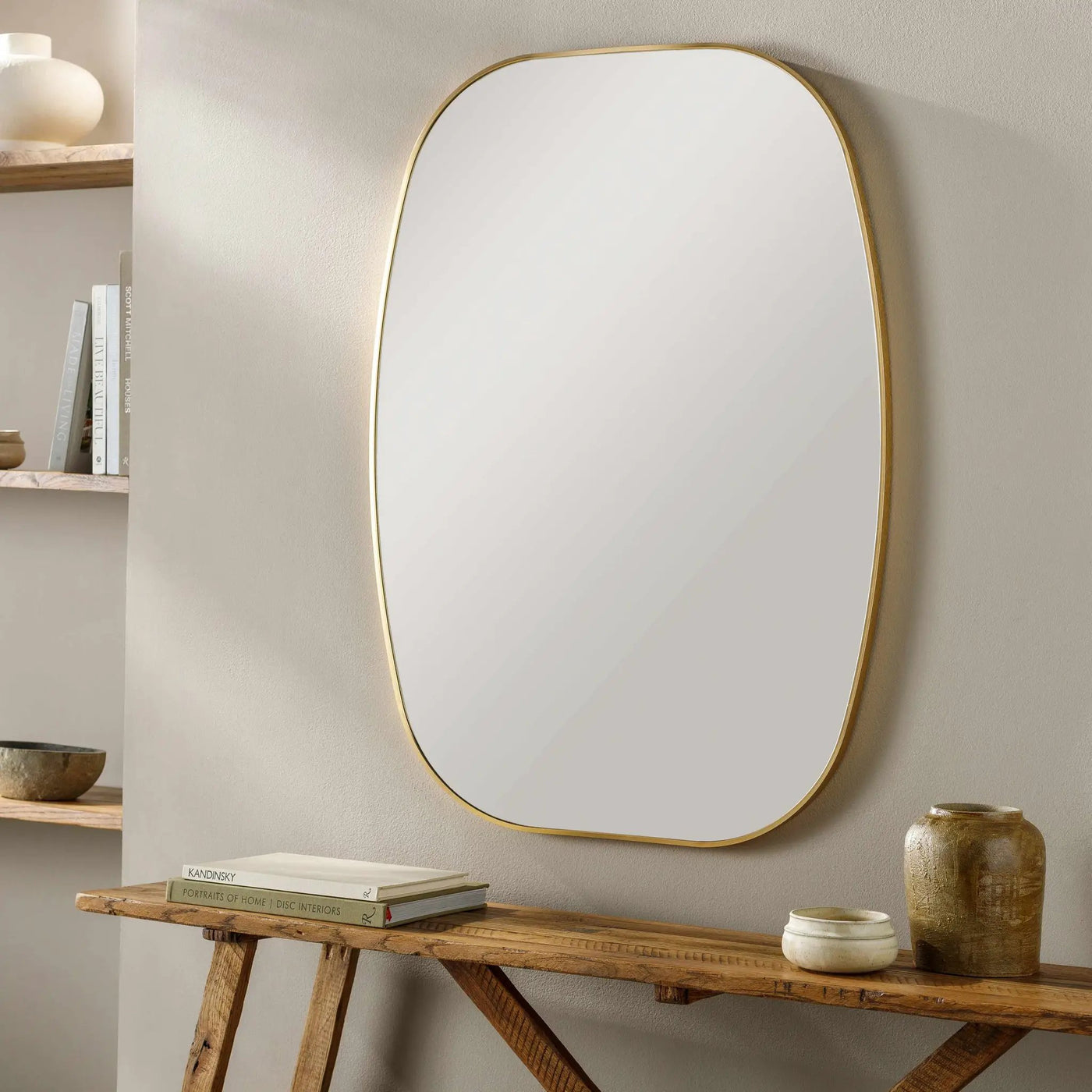 Kopparberg Gold Frame Round Mirror by Boutique Rugs