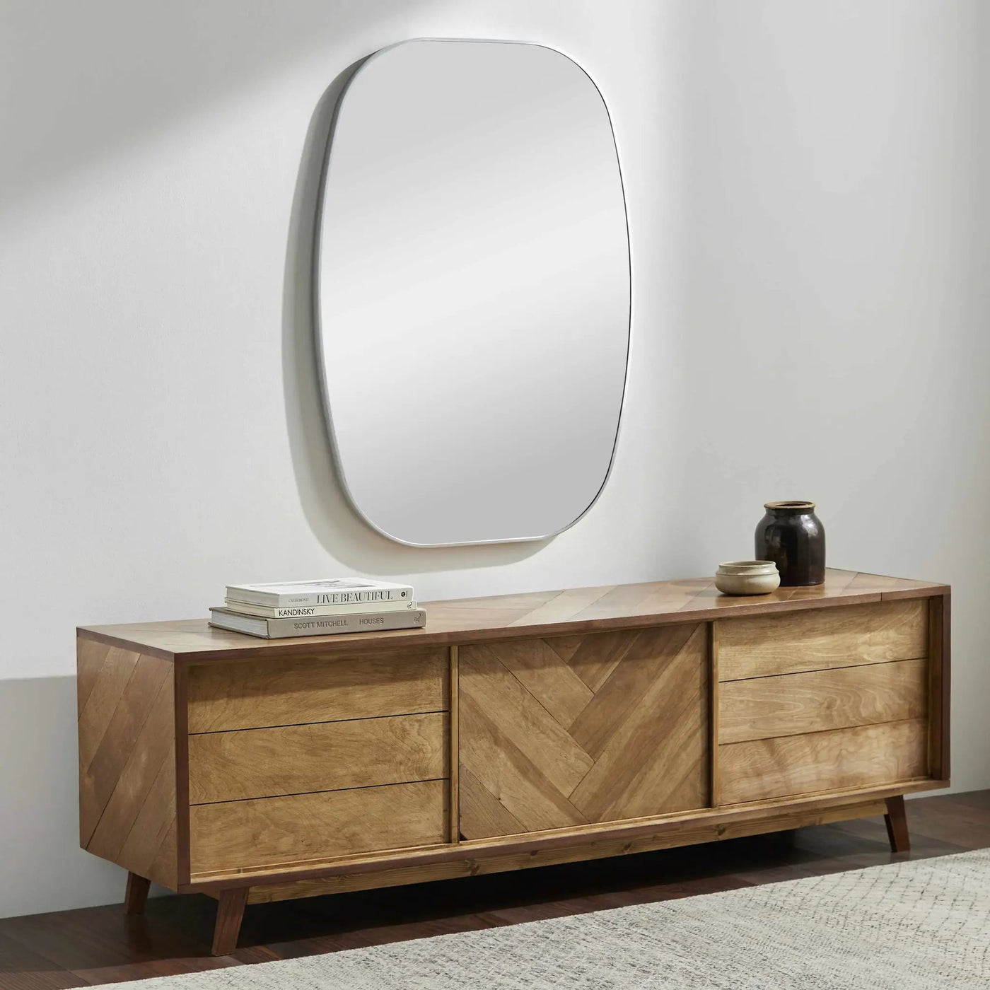 Kopparberg Metallic Silver Gold Frame Round Mirror by Boutique Rugs