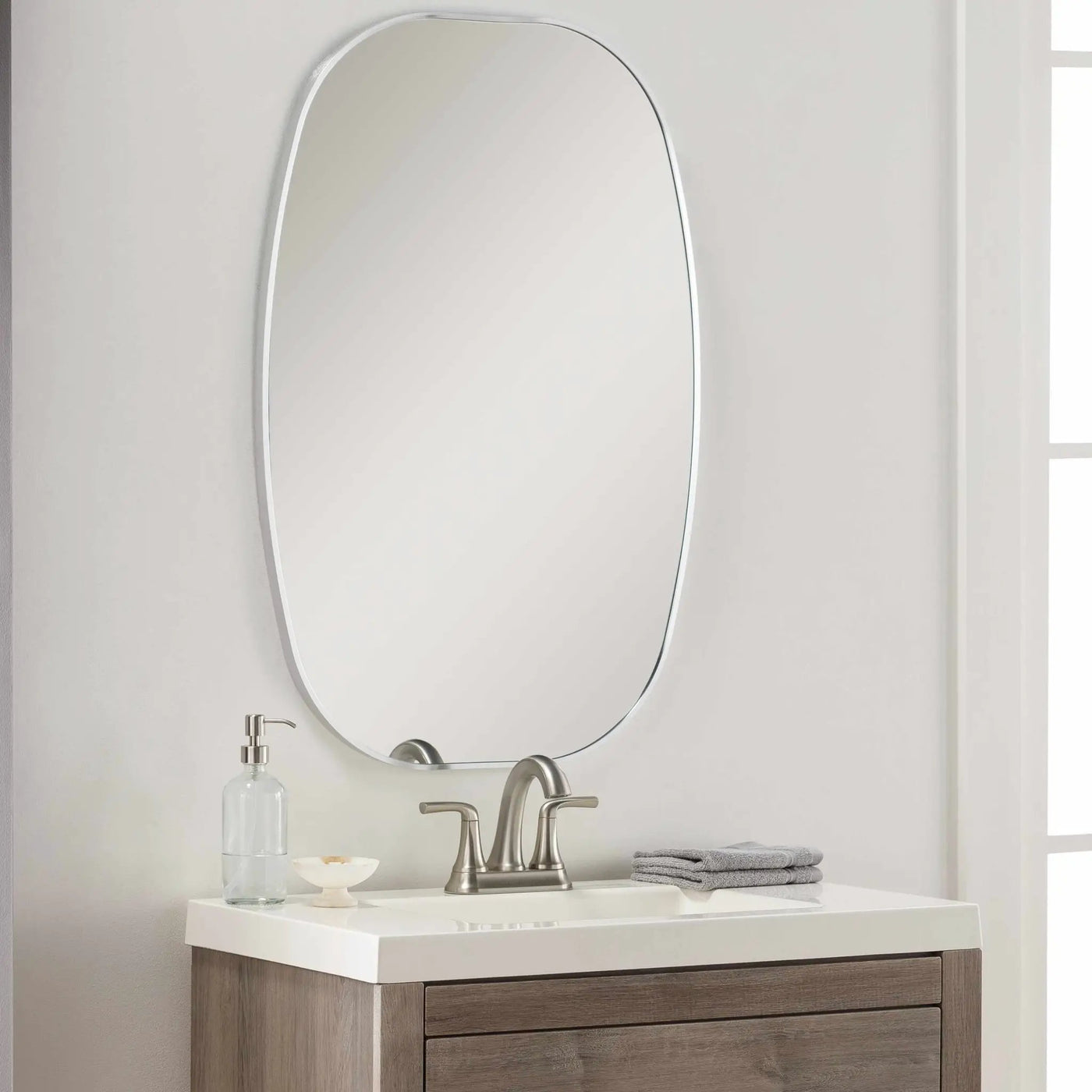 Kopparberg Metallic Silver Gold Frame Round Mirror by Boutique Rugs