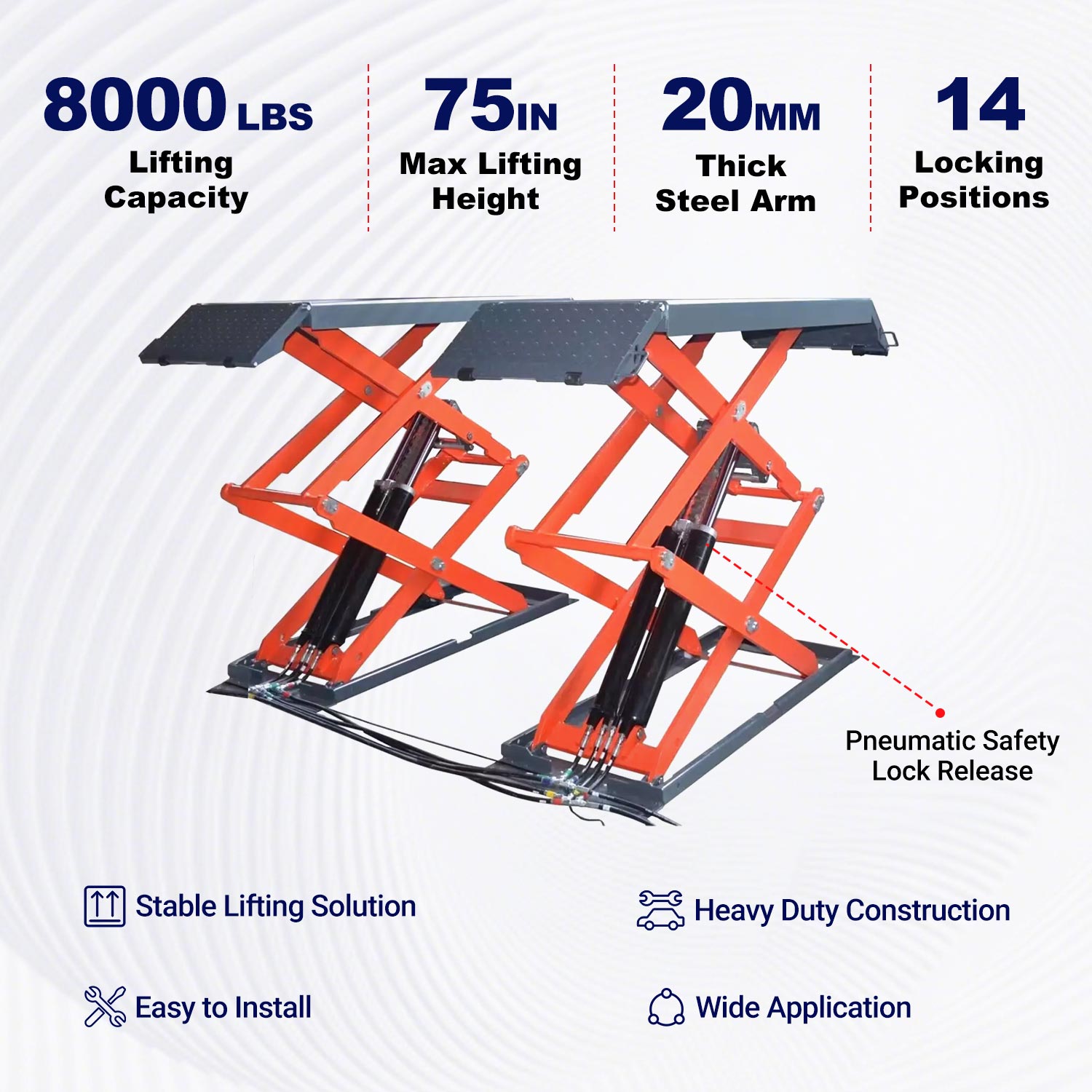 Katool AK-X95 8,000 Lbs Full Rise Scissor Lift by Chery Industrial